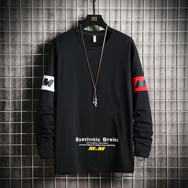 

new 2021 men's cotton fashion t-shirt full sleeve mens summer tshirts male oversized shirts 5xl casual t shirt tee for man streetwear d, White;black