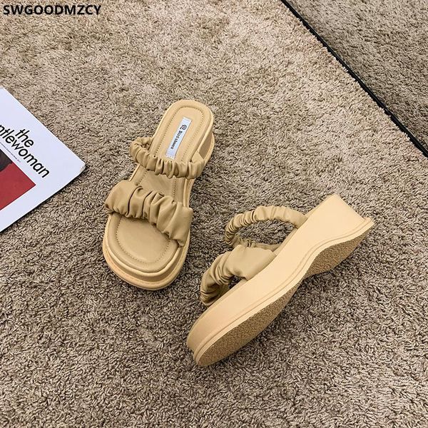 

slippers pumps women shoes ladies woman high heels summer 2021 slides designer beach zapatos, Black