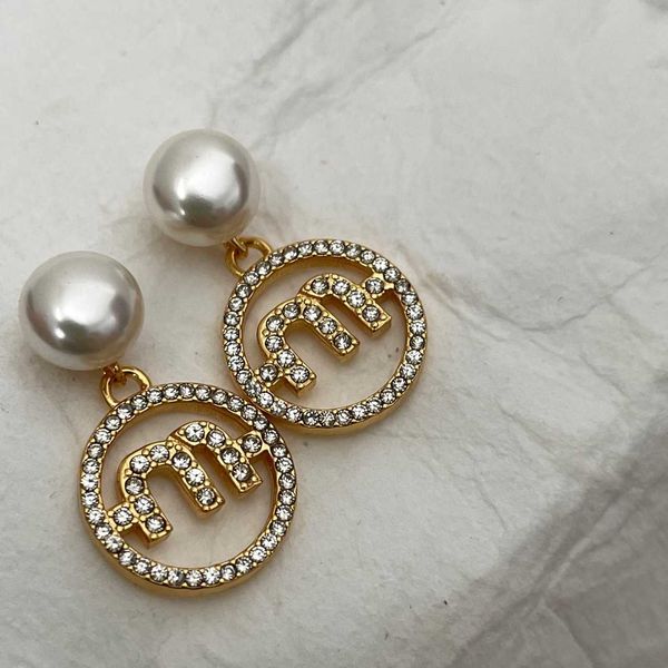 

046 m letter pearl diamond earrings small fairy style personality earrings e13-4, Silver