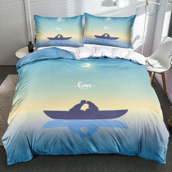 

3d custom design valentine day bedding set white duvet cover sets lovers quilt case pillowcase 3 pieces single double king sizes