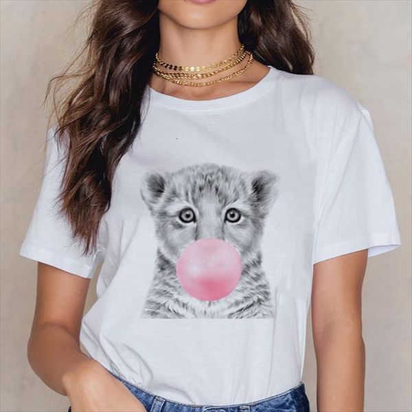 

animal and bubbles funny print mens t shirts men harajuku ropa mujer girl graphic female casual streetwear tees, White;black