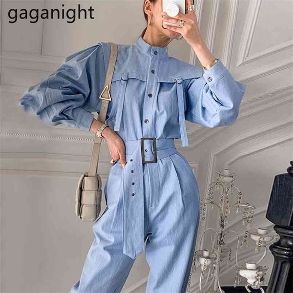 

spring women bodycon jumpsuit full sleeve sashes rompers long slim playsuit overalls outfits 210601, Black;white