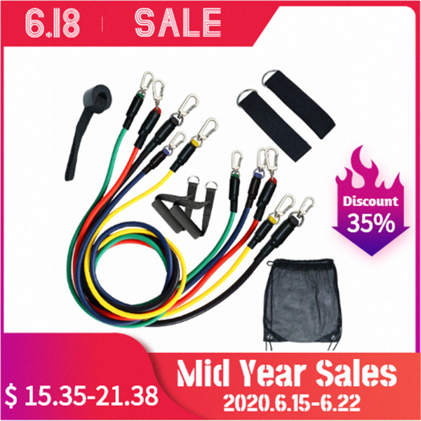 

11pcs resistance bands tube set stretch training rubber expander tubes pilates fitness 4 tubes latex foot elastic pull rope y0rn#