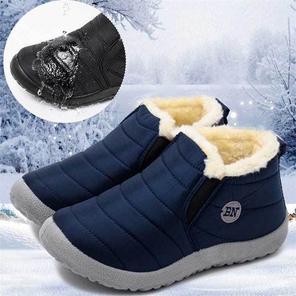 

rimocy waterproof snow boot thick warm long plush ankle plus size 36-47 cotton padded shoes woman winter flats 211105, Black