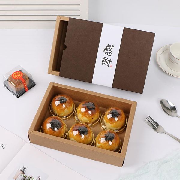 

gift wrap 10pcs square drawer kraft paper boxes handle hand rope packing bag wedding birthday party cookie candy packaging cake box