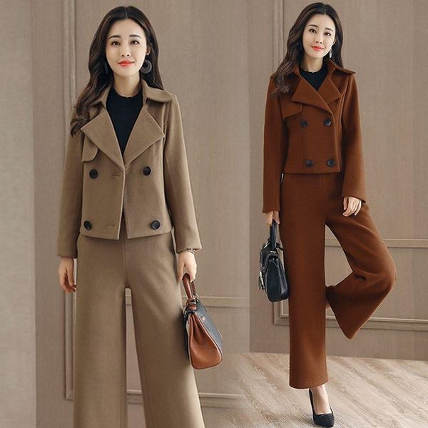 

women's tracksuits spring/autumn women coat jacket and pants womensets fashion clothing trousers european woolen sets 5406, Gray