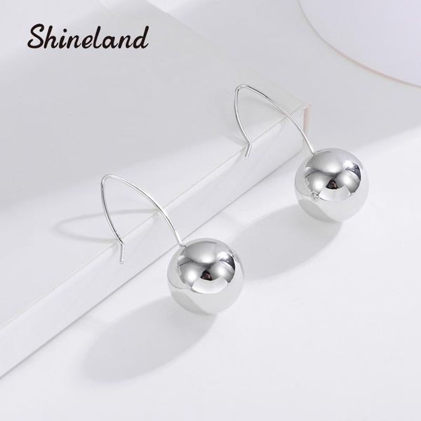 

dangle & chandelier shienland fashion simple round big copper trendy pendant earrings for women jewelry 2021 drop n50, Silver