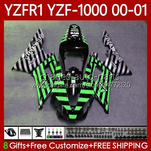 Yamaha YZF-1000 YZF-R1 YZF 1000 CC R 1 2000 2001 2002 2003 Yeşil Gümüş Kaporta 83no.137 YZF R1 1000CC 00-03 YZF1000 YZFR1 00 01 YZF1000 YZFL1 00 01 02 03 Motosiklet Fairing için OEM Vücut Kiti
