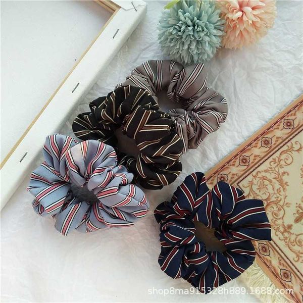 

fpudq fabric striped high elastic women's large intestine rubber band fabric striped hair high accessories elastic women's large i, Pink