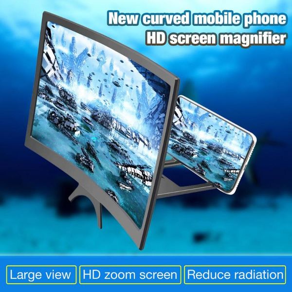 

cell phone mounts & holders 14 inch curved screen hd 3d video mobile magnifying glass stand bracket foldable holder projector