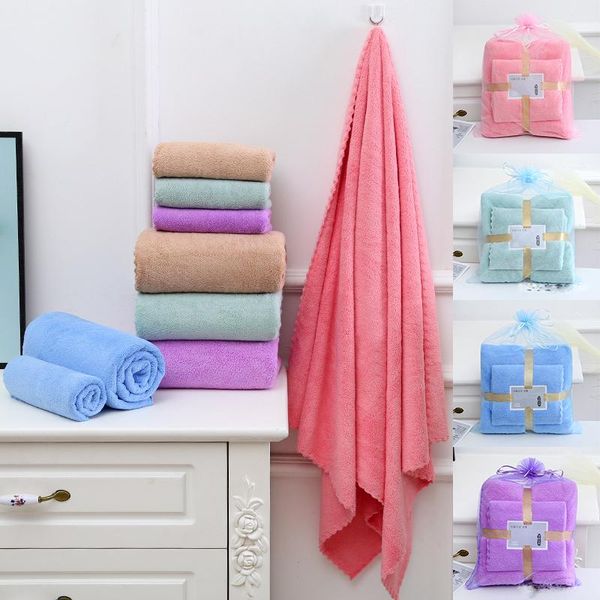 

towel super soft coral velvet thick quick absorbent fleece bath shower towels dry hair hat drying wrap bathing set