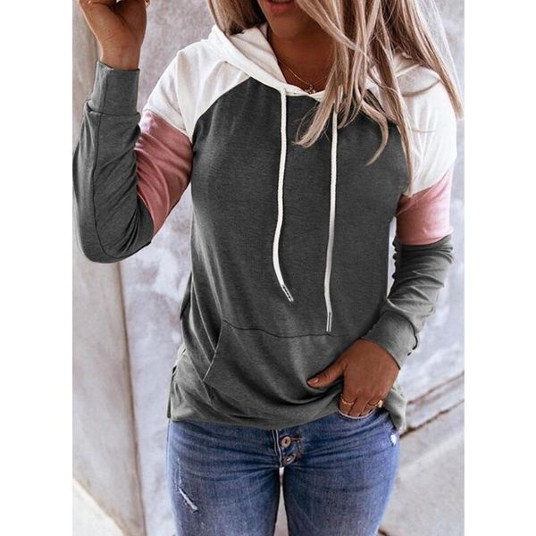

women's hoodies & sweatshirts women harajuku casual loose long sleeve hooded 2021 autumn vintage patchwork female elegant pullover 5xl, Black