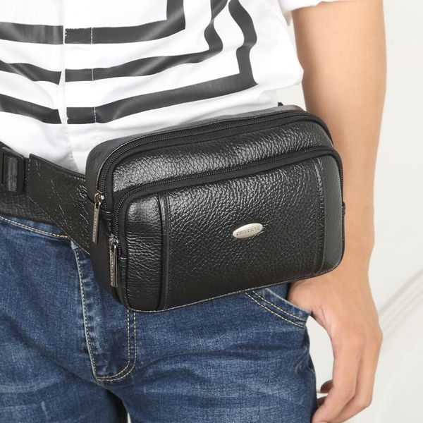 

waist bags cheer soul genuine leather belt bag men travel crossbody chest for casual phone pouch male coin purse fanny pack