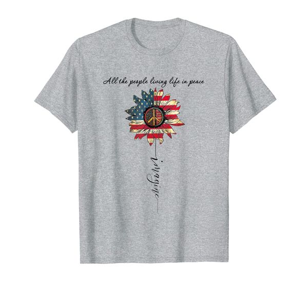 

all the people imagine living life in peace hippie t-shirt, White;black