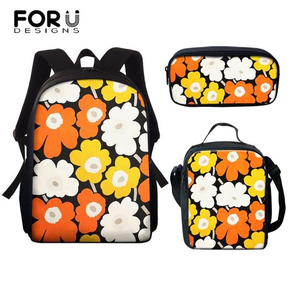 

school bags forudesigns teen girls schoolbag backapck 3pcs poppy flower pattern printing kids mini escolar mochila multifunctional durable