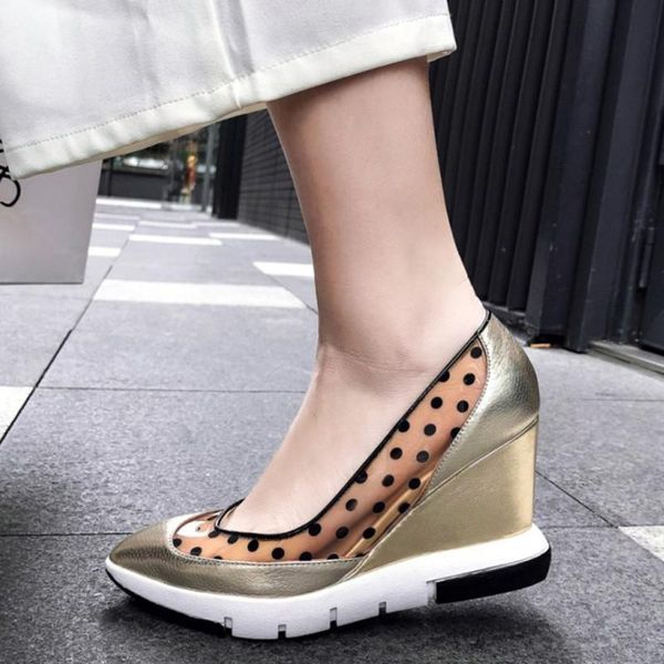 

dress shoes 2021 spring transparent women high heels pointed toe wedge pumps casual platform slip on quanlity, Black
