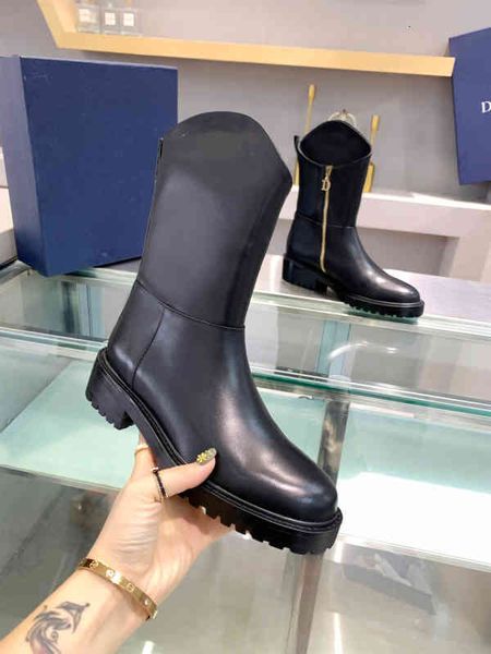 

boots 2022 fashion color matching round head women long female casual wild non slip leather boot cowboy gwfc, Black