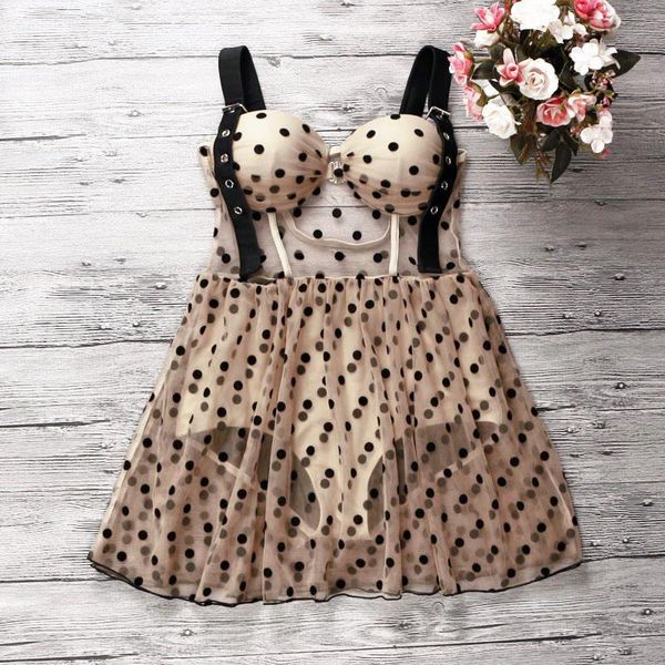 

women dot one piece swimwear push up bathing suit swim beach dress summer padded female swimsuit underwire swimming suits