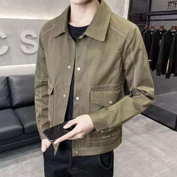 

men's jackets 2021 spring fashion slim thin casual men single breasted lapel overcoats male solid color short outerwear o79, Black;brown