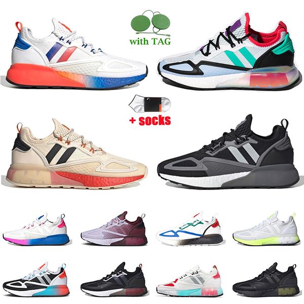 

breathable zx 2k running shoes summer mesh ultra 4d mens women sports triple black grey cloud white solar yellow red hazy rose 2022 fashion