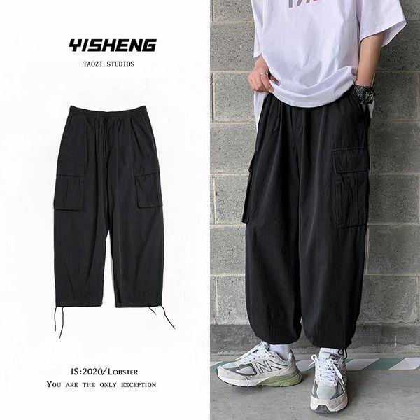 

men's pants cargo overalls hip hop trousers hiphop baggy casual army green streetwear pantalon homme joggers, Black