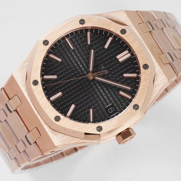 

mens watches automatic mechanical watch 41mm classic wristwatch for men stainless steel strap waterproof design wristwatches gift montre de, Slivery;brown