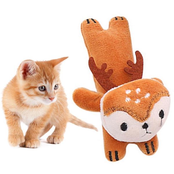 

cat toys 1pc interactive toy plush cartoon frog deer kitten bite resistant chew play pet training