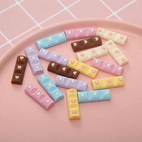 30 Pz/lotto 28*12mm Simulazione Blocco di Cioccolato Componenti In Resina FAI DA TE Accessori Flatback Cabochon Cibo Finto Fit Decorazione Del Telefono Scrapbooking mestiere