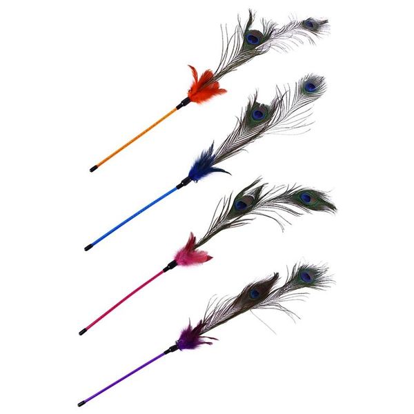 

cat toys 2021 pet feather stick peacock acrylic durable interesting interactive toy