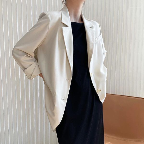 

women's suits & blazers [ewq] korea autumn casual trend women lapel solid color single-breasted fashion simple green long-sleeved blaze, White;black