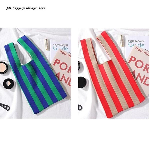 

duffel bags m68c fashion striped women handbag designer knitting shoulder bag for female purse