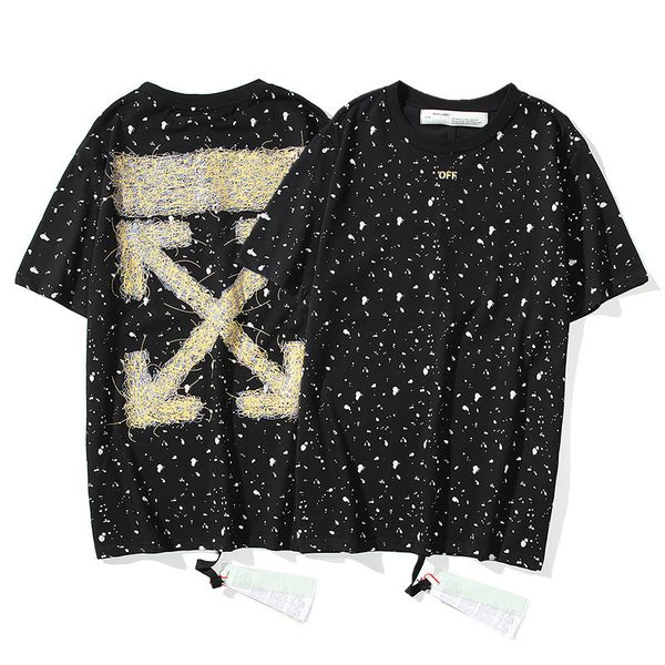 

2021ss off men's casual hip hop golden arrow t-shirt versatile short sleeve, White;black