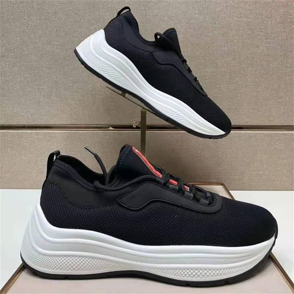

men toblach technical fabric sneakers designer platform shoes rubber bottom flat runner trainers black white mesh lace-up casual shoe with b