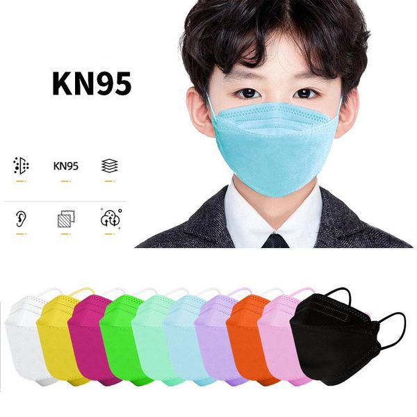 Maschera KN95 per bambini a 12 colori Rifornimento della fabbrica direttamente Filtro al 95% per bambini Maschera per bambini di design a 5 strati con respirazione a carboni attivi colorati