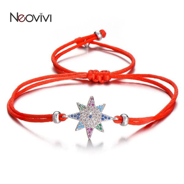 

charm bracelets neovivi trendy women black red rope braiding bracelet handmade with multi zircon sun round devil's eye jewelry, Golden;silver