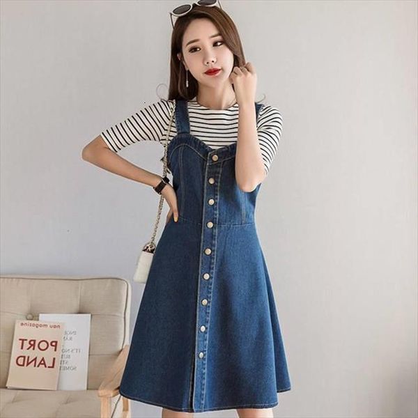 

summer denim dress streetwear single women tanks breasted jeans sundress plus size spaghetti strap ladies vestidos dg872, White