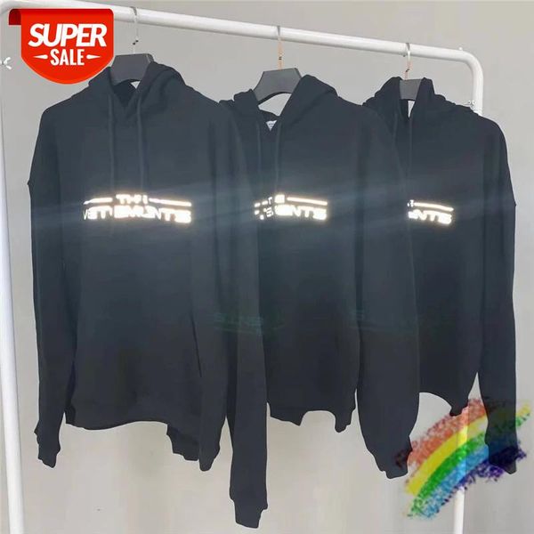 

reflective letters the vetements logo hoodie men women 1:1 vetements hooded embroidered mark vtm sweatshirts #6x3f, Black