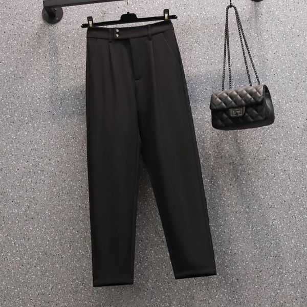 

women's pants & capris plus size trousers black retro straight soft casual 2021 autumn, Black;white
