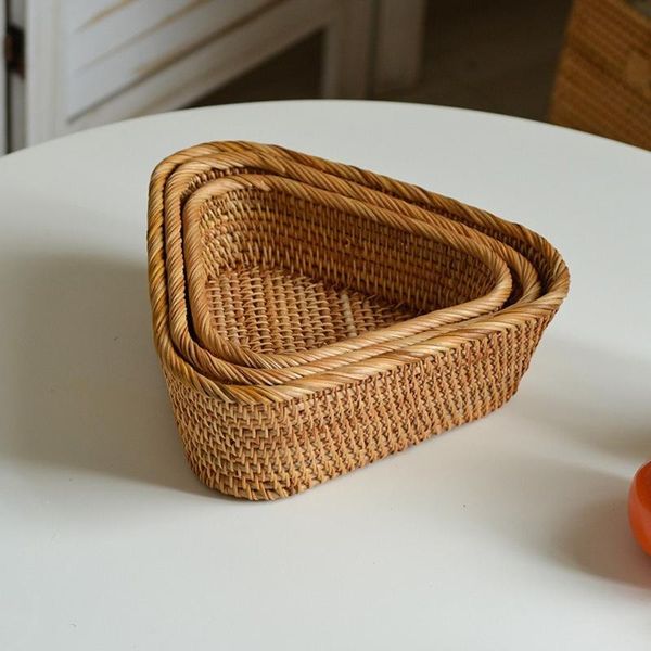 

storage bottles & jars woven container set triangle basket rattan wicker hand-woven kitchen supplies household tools