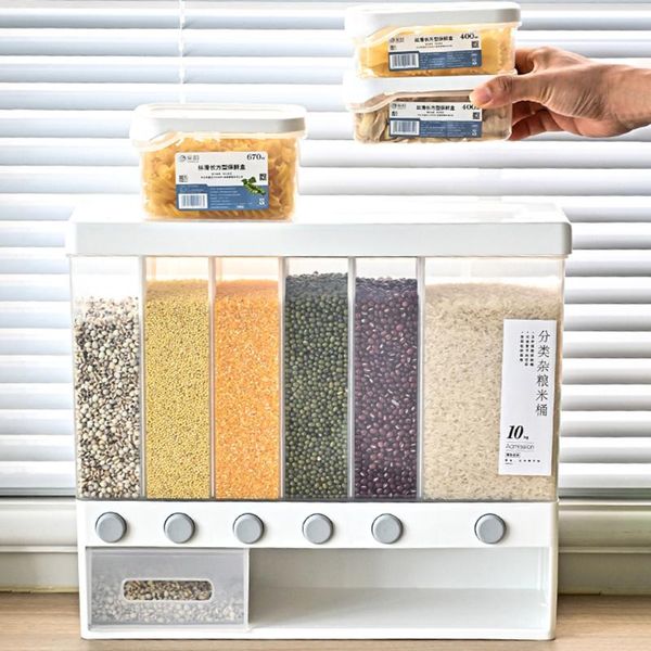 

storage bottles & jars rice container sealed boxes fresh keeping beans kitchen wall-mount organizer accessories