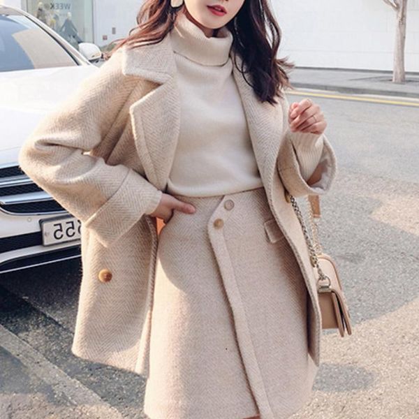 

women's wool & blends women autumn basic fashion thick cape cloak coats winter faux jackets korean stylish mature coat female elegant o, Black