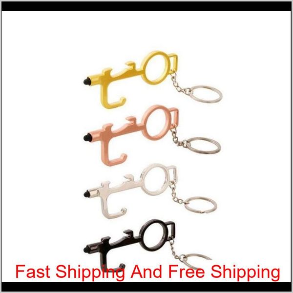 

hands door opener keychain safety contactless door opener no touch door opener press elevator tool multifunctional isolation crpey bgp x6i1q, Silver