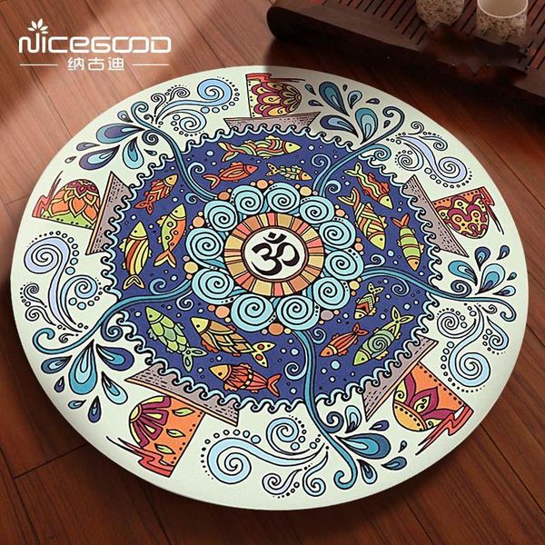 

yoga mats natural rubber round mat eco-friendly non-slip trainning fitness gym pilates gymnastics exercise printed sude