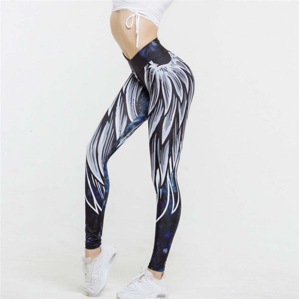 

style wings women honeypot schedel fitness legging effects color mode print leggings lady polyester high taille femme # t2g, Black