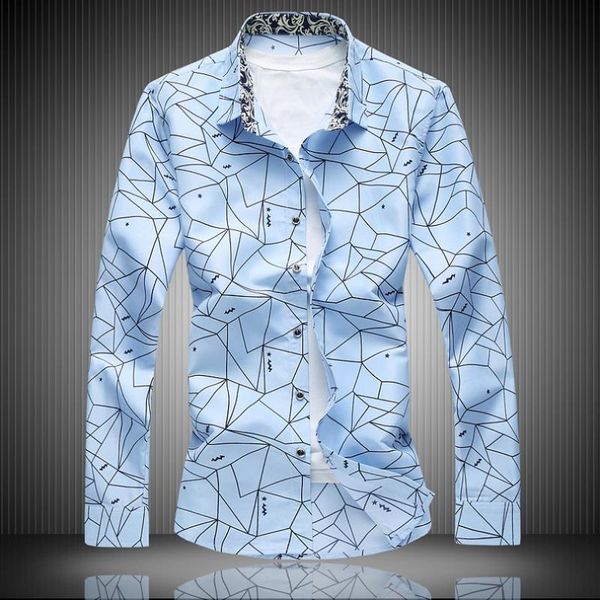 

new formal plus size 7xl geometric shirts quality mens spring classic dress men plaid long sleeve designer shirt high thxab, Black