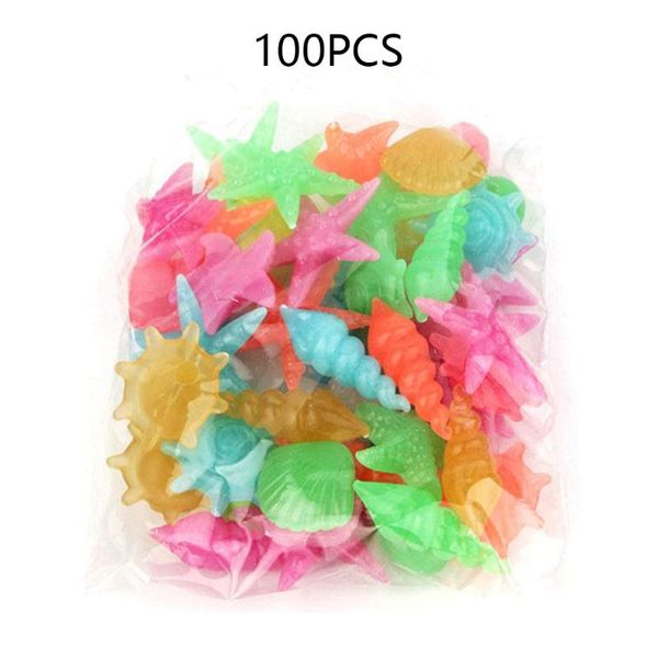 

decorations 100pcs colorful luminous starfish conch shell gravel glowing stones decorative for garden aquarium fish tank pool landscape