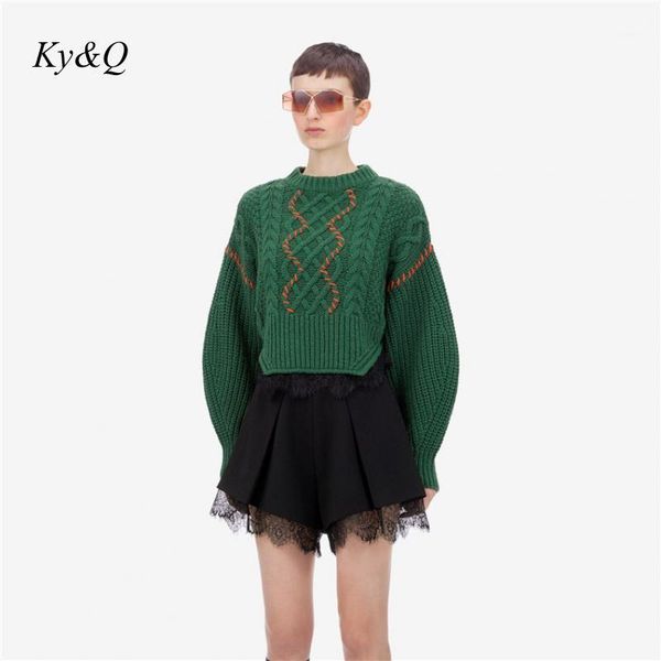 

brand designer lazy wind slit sweater female luxury lace patchwork loose pullover short sweater 2019 winter christmas jumper1, White;black
