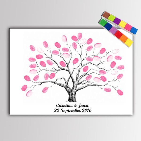 

party decoration haochu canvas painting wedding tree fingerprint signature meaningful for gift event bridal shower marriage