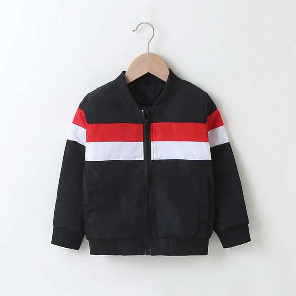 

coat boys long ball jacket children's clothing striped stitching top, Blue;gray