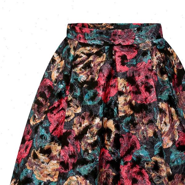 

vintage womens skirts high waist flower woolen skirt elegant women pleated mini spring autumn jupe femme tutu faldas mujer, Black